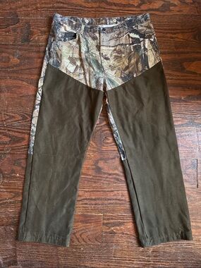 Vintage Wrangler Men's Olive Green and Camo Hunting Jeans 38x30
